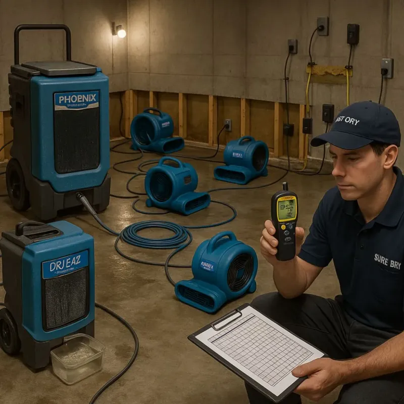 Structural Drying and Dehumidification process in Otis, MA